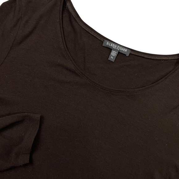 Eileen Fisher Petite Large Long Sleeve Brown Rayon Blend jersey - Picture 2 of 5